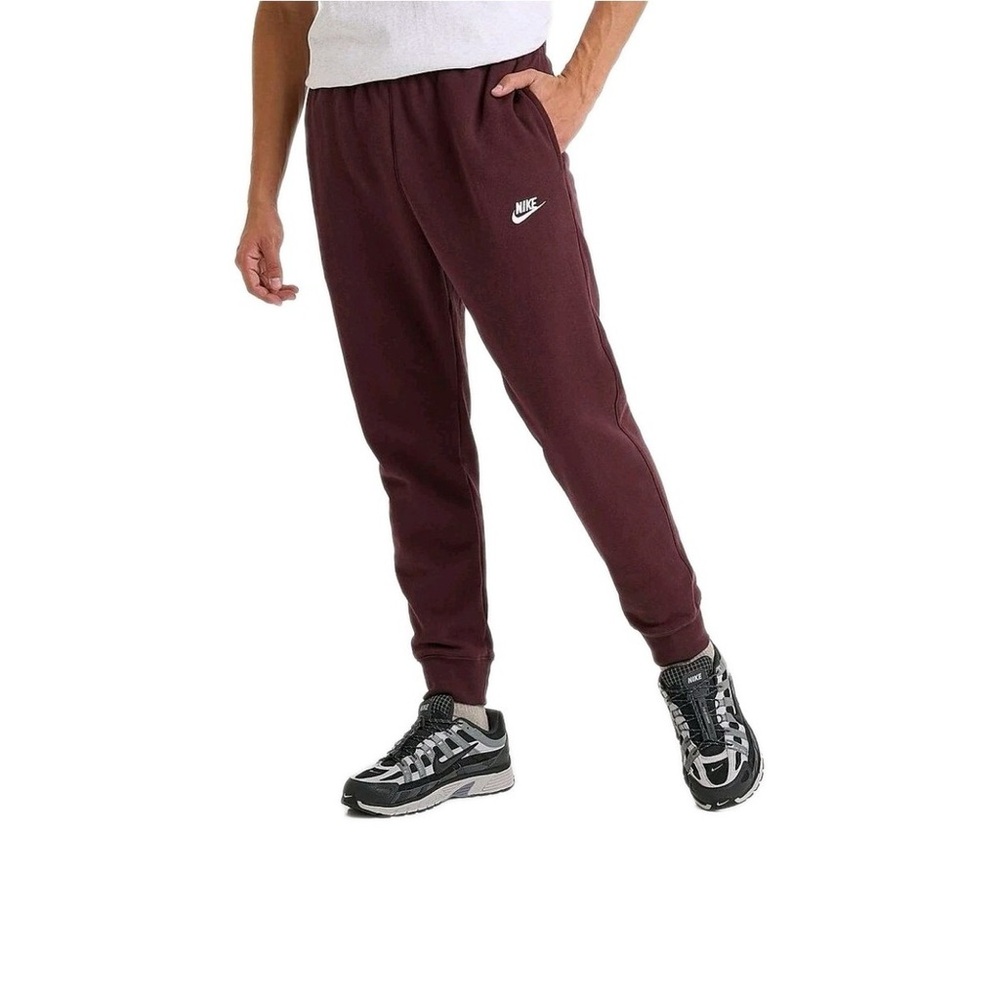 Nike Burgundy Club Fleece Joggers with Logo